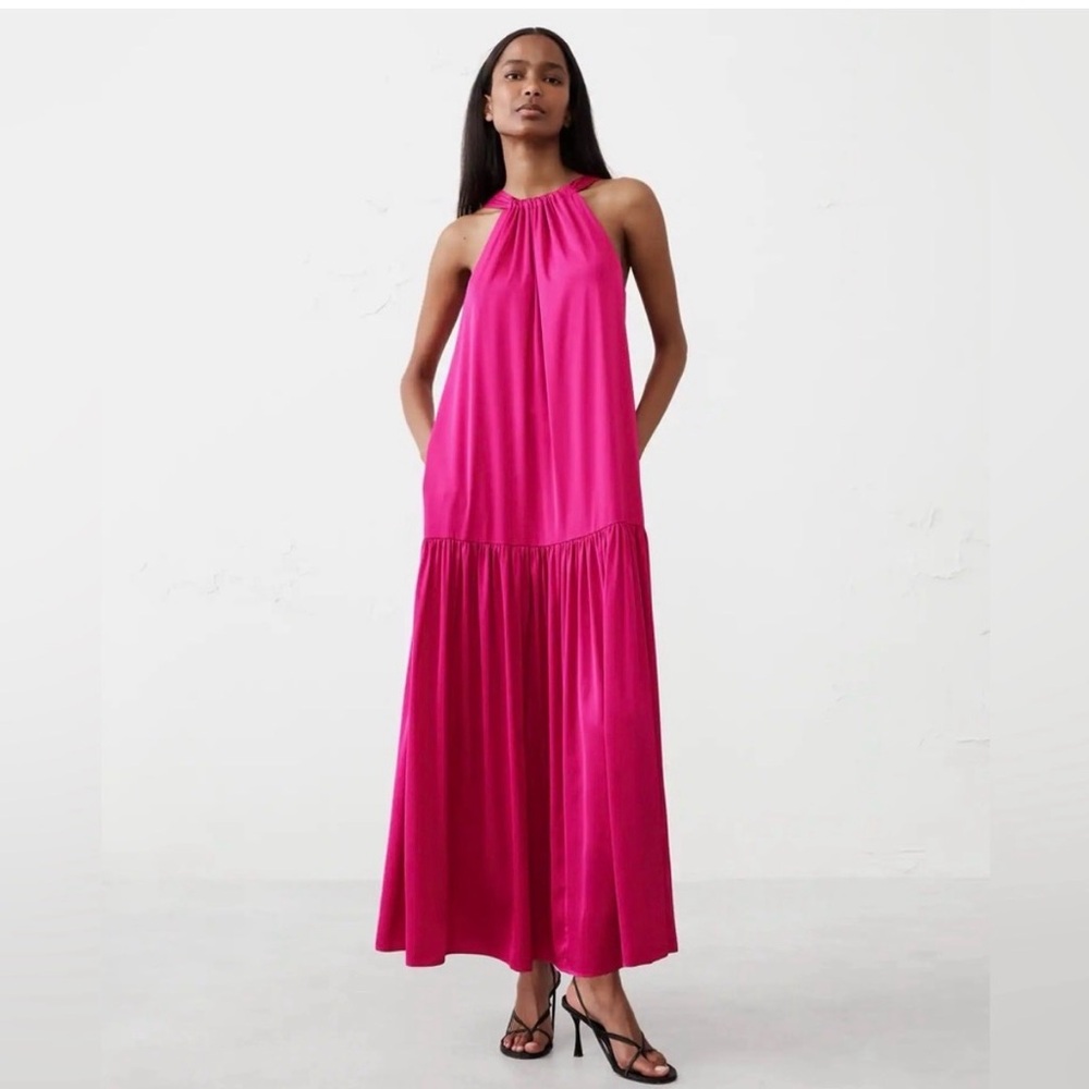 NWT Banana Republic Gathered Halter Maxi Dress Pink Size S